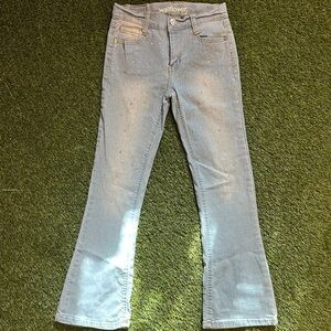 Wallflower Girls Youth Size 10 Light Blue Flare Jeans Rhinestone Bedazzled